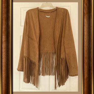 faux suede fringe jacket